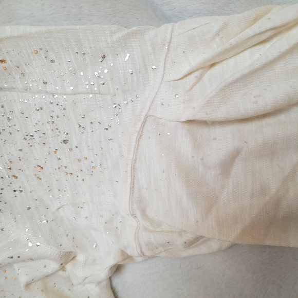 NWOT Splendid Cream & Metallic Knit Top L - Picture 6 of 7